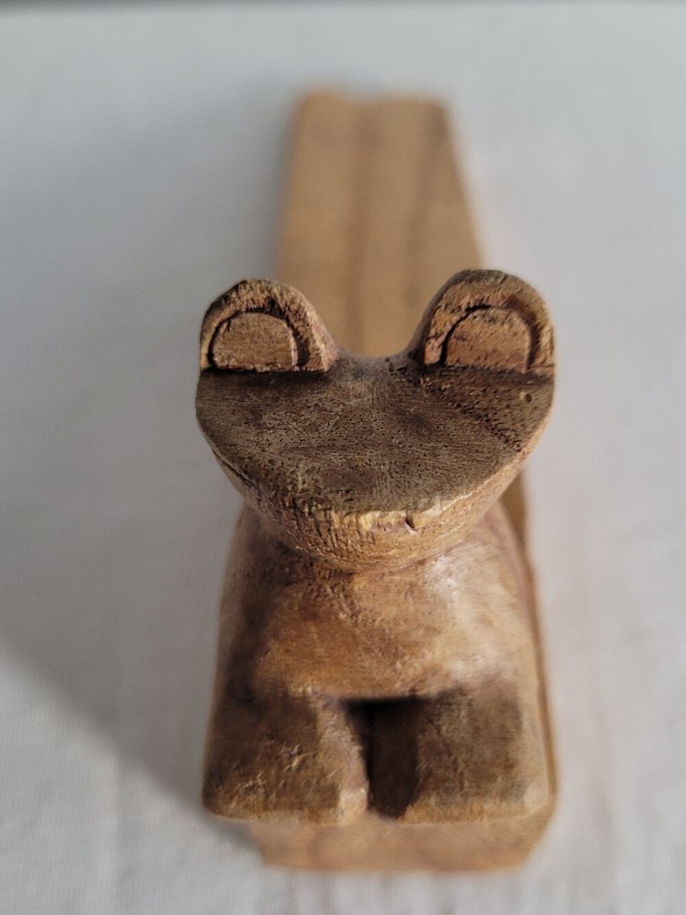 Wooden Door Stop FROG Wedge 6-1/4" Cute Whimsical Folk Artsy Hand Carved